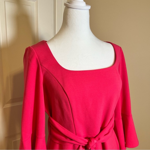 Adrianna Papell Midi Length Sheath Dress Stretch Knit Crepe Tie Front Size 8 - Picture 3 of 13